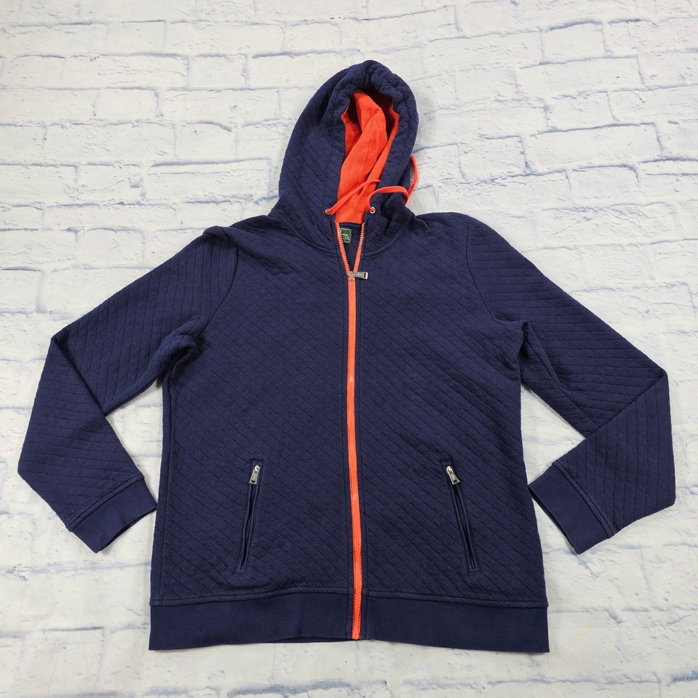 Lauren Ralph Lauren Active Hoodie Womens L Navy Blue Quilted Full Zip Anchor VTG